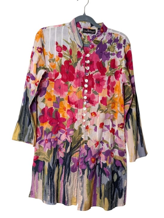 Liza Byrd Tops - Liza Byrd lightweight colorful Multi-Color floral print cotton tunic blouse S